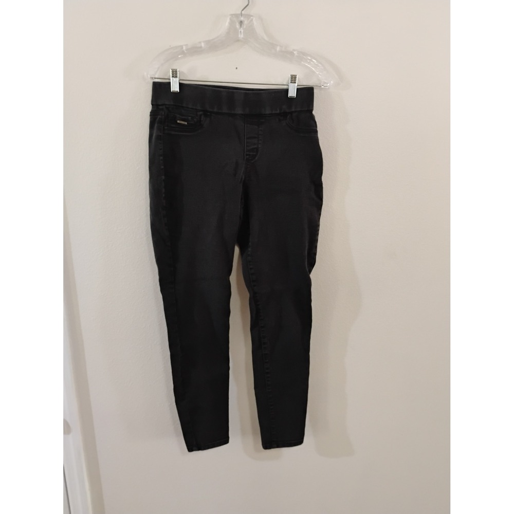 Nine West Jeans Womens 6 Black Pull On Skinny Denim Pants Stretch Elastic Waist
